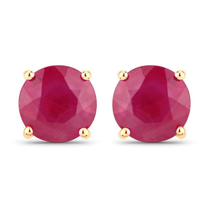 0.86 Carat Genuine Ruby 14K Yellow Gold Earrings