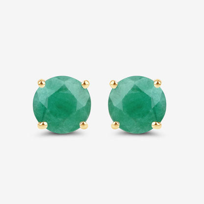 0.72 Carat Genuine Zambian Emerald 10K Yellow Gold Earrings
