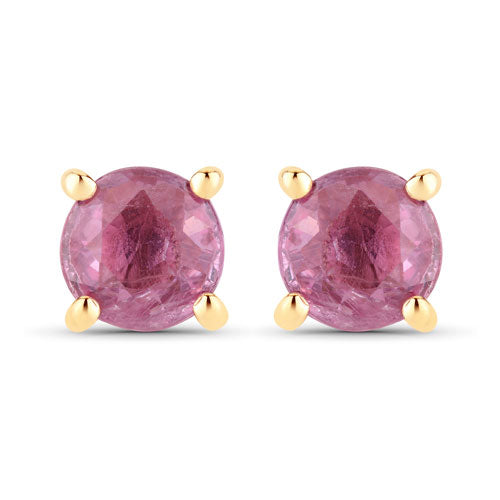 1.30 Carat Genuine Pink Sapphire 10K Yellow Gold Earrings