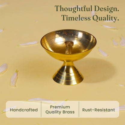 Handcrafted Paro Pyali 2.2 Inch Brass Diya for Pooja Premium Brass Gold Finish Oil Diya Lamp for Home Temple & Festivals Rust Resistant Diwali Puja Decorations for Home