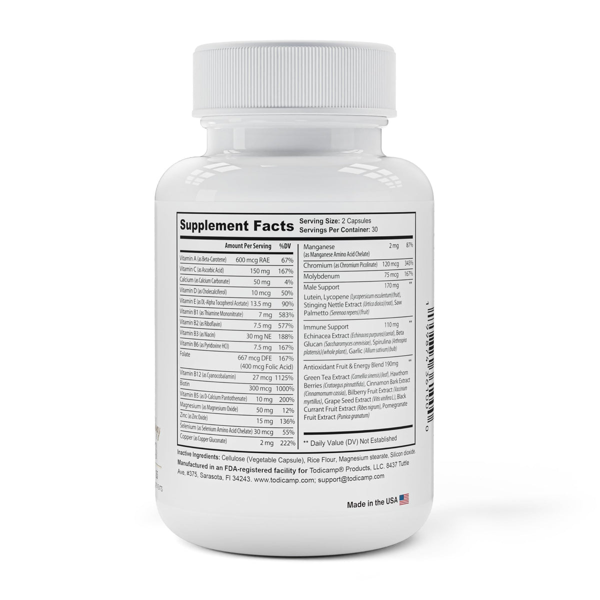 Melanin Rich Multivitamin for Men   Mens Daily Multivitamins Men's Multivitamin Capsules with B Complex Vitamins Vitamin D Zinc Saw Palmetto & Antioxidants 2 a Day 60 Capsules