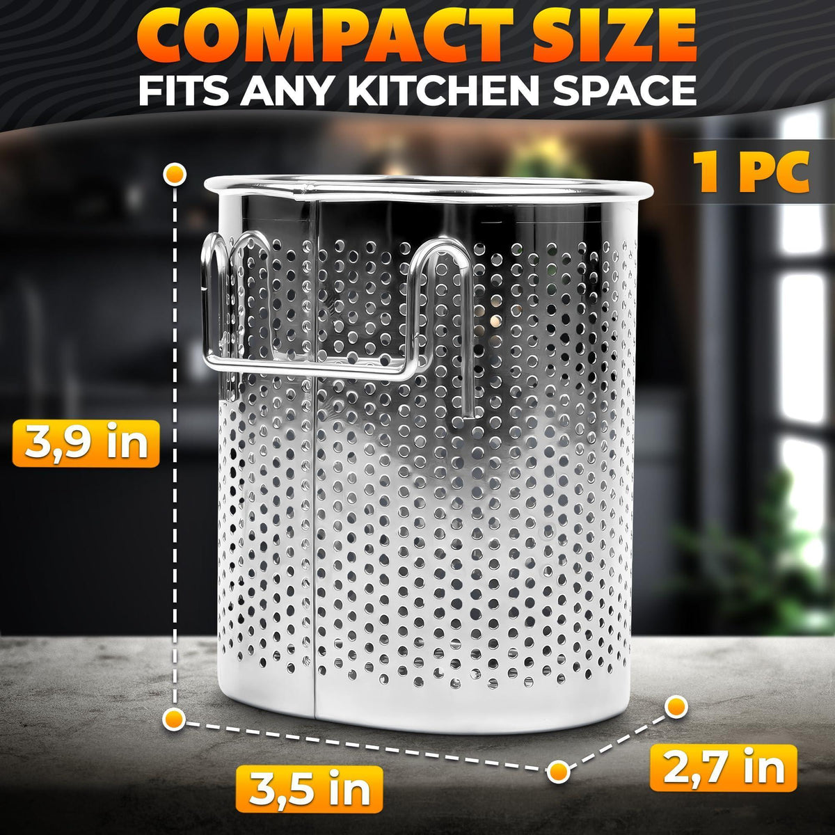 Chopstick Dishwasher Basket 3.5x2.7x3.9  – Stainless Steel Chopstick Holder for Dishwasher with Hooks Oval Design Rust Resistant Perforated Utensil Caddy for Straws Teaspoons & Small Kitchen Tools