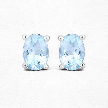 0.72 Carat Genuine Aquamarine .925 Sterling Silver Earrings
