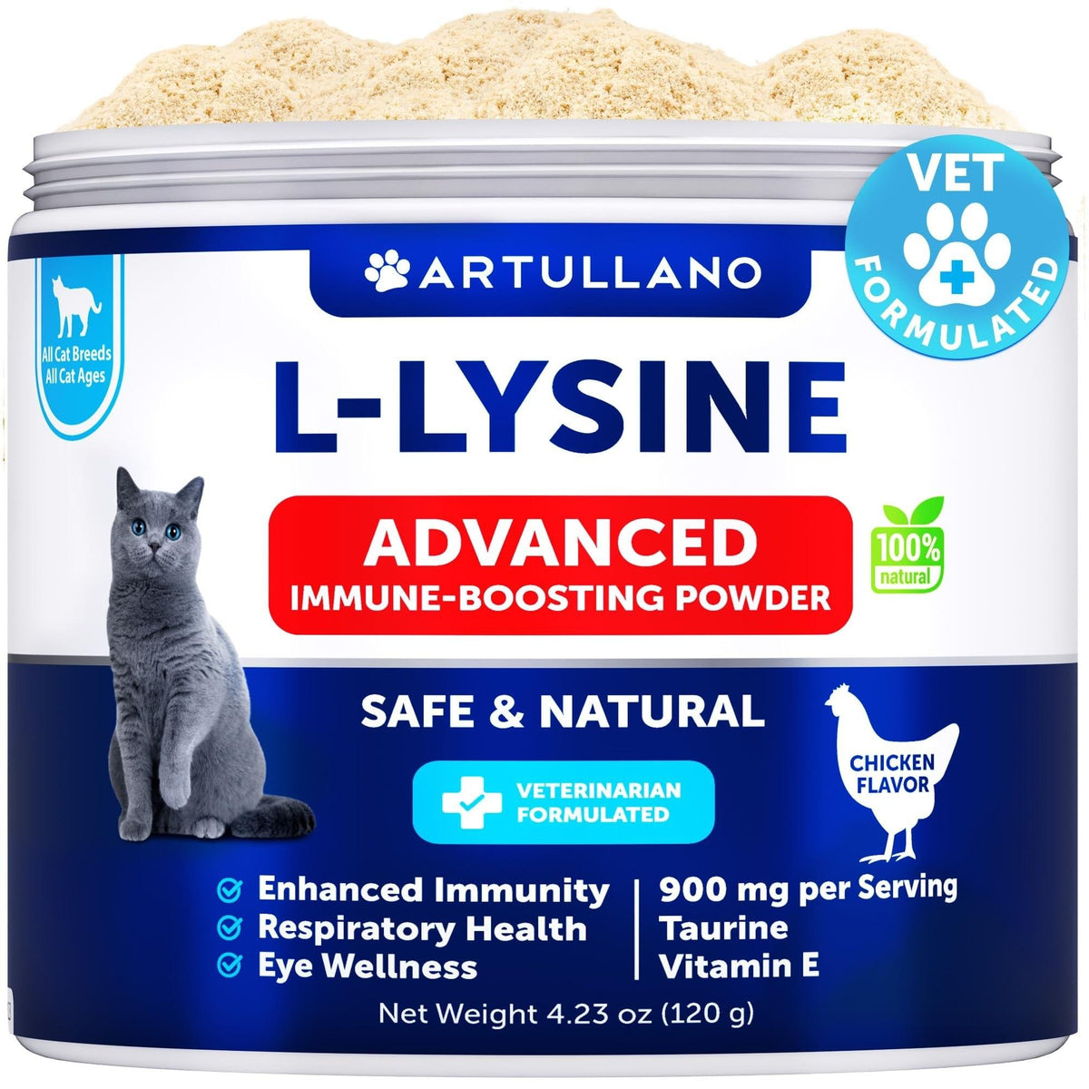 Lysine for Cats 900 mg  Lysine Powder for Cats  Eye & Respiratory Health