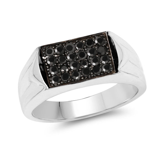 0.42 Carat Genuine Black Diamond .925 Sterling Silver Ring