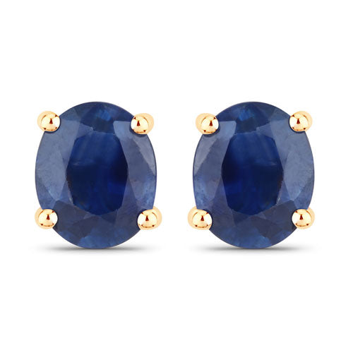 0.68 Carat Genuine Blue Sapphire 14K Yellow Gold Earrings