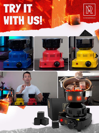 Hookah Coal Burner for Hookah – Premium FIRE Tower Multipurpose Electric Stove for Hookah Coals Burner for Shisha, Free Hookah Tongs, overheat Protection, Hookah Charcoal Burner for Hookah Cubes