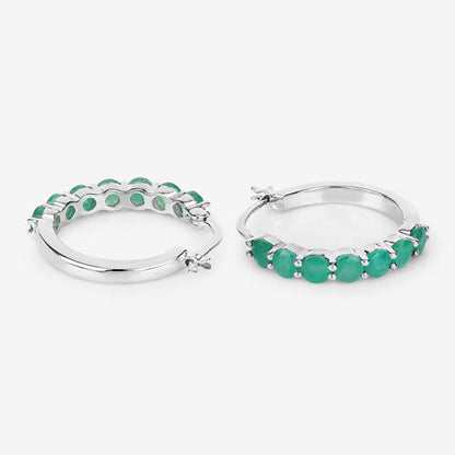 2.38 Carat Genuine Emerald .925 Sterling Silver Earrings