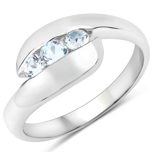 0.74 Carat Genuine Blue Topaz .925 Sterling Silver Ring