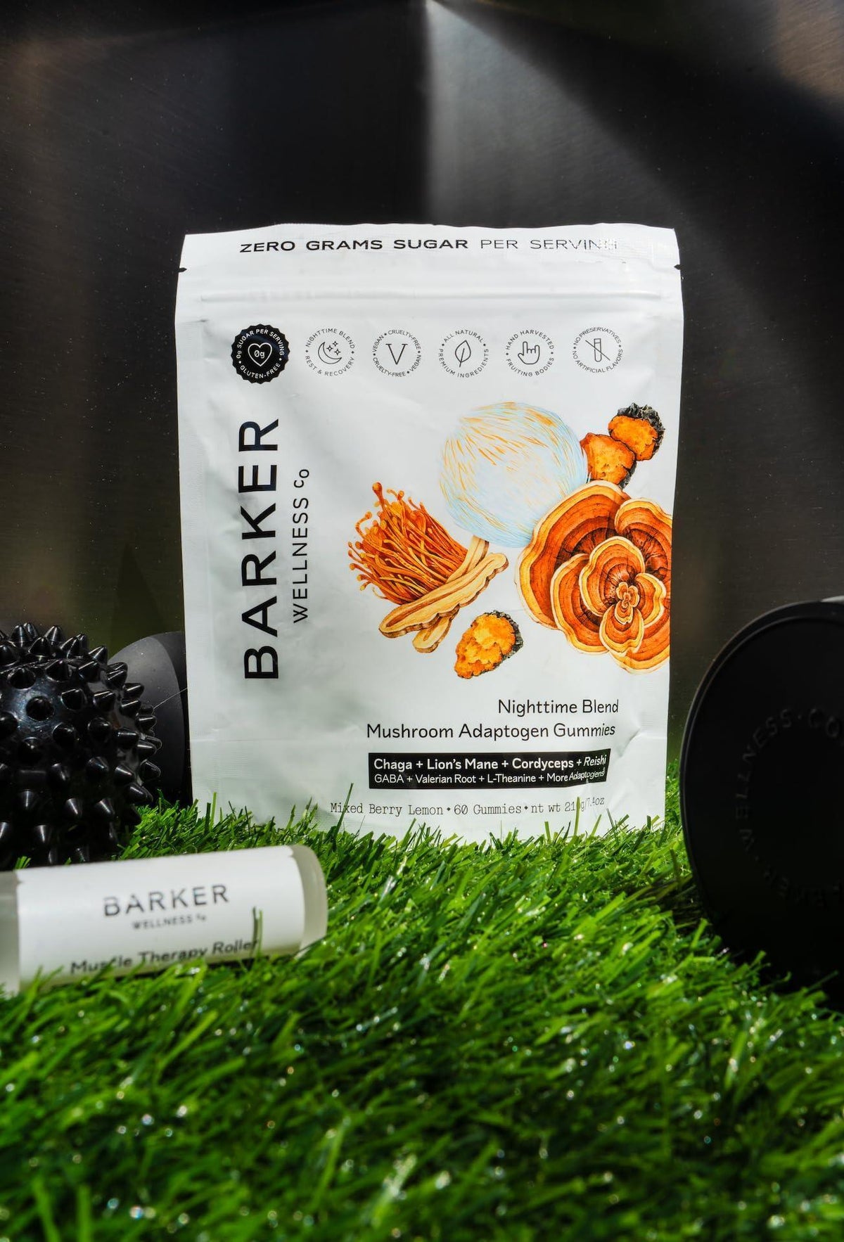 Nighttime Mushroom Adaptogen Gummies   Sugar Free Vegan Blend with Reishi Lion’s Mane Cordyceps Chaga   Relaxation & Sleep Support   60 Gummies