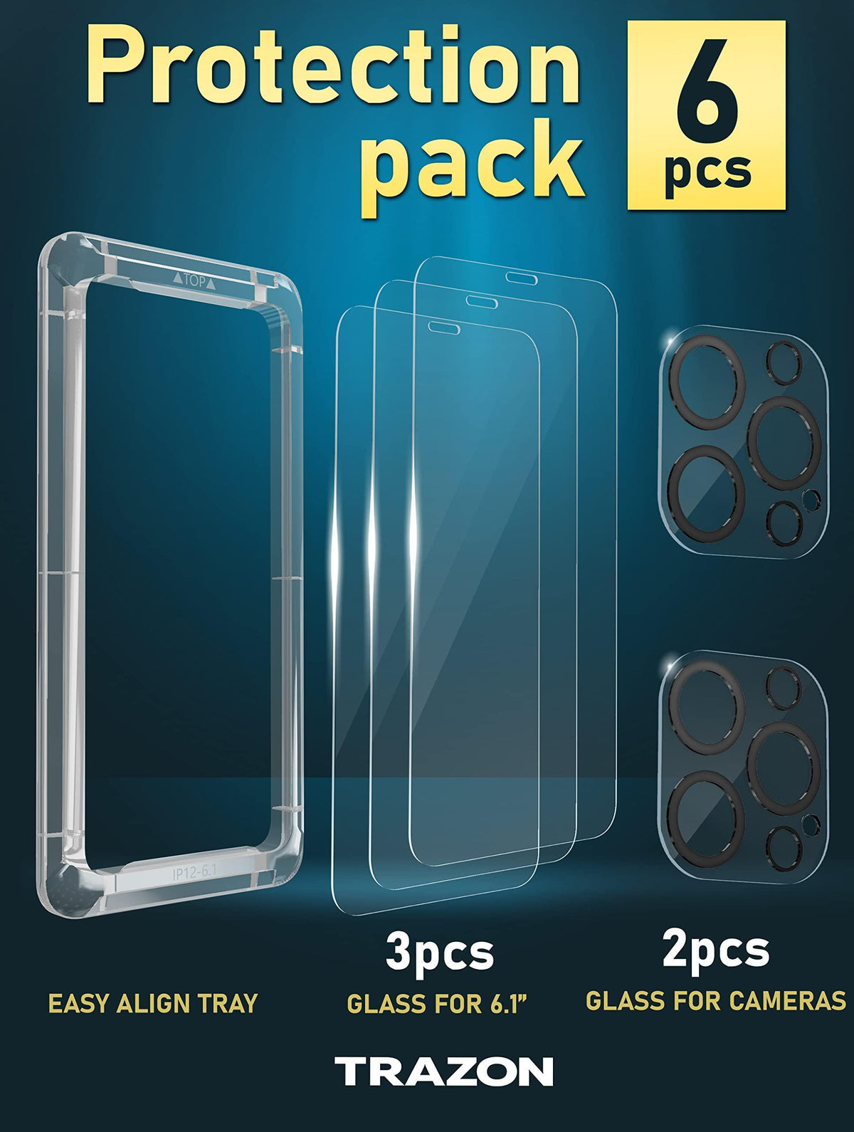 3 Pack Screen Protector Premium Quality Compatible for iPhone 12 Pro Max with 2 Pack Camera Lens Protector Tempered Glass 9H Hardness 2.5D with Easy Instalation Case (6.7 Inch)