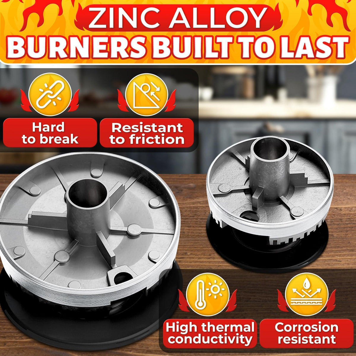 4Pcs Portable Gas Stove Burner Replacement Surface Burner Head Replacement Stove Range Gas Stove Burners Caps Black Stove Top Burner Replacement Range Burners Tops Burner Covers for Gas Stove