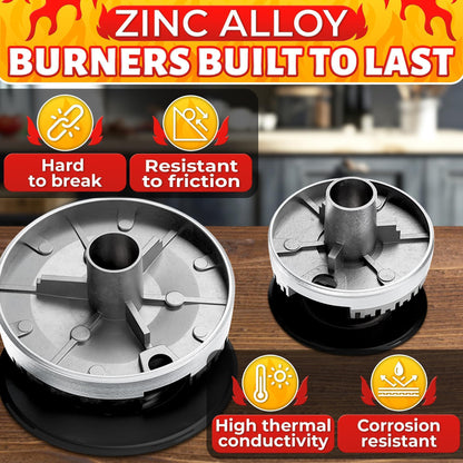 4Pcs Portable Gas Stove Burner Replacement Surface Burner Head Replacement Stove Range Gas Stove Burners Caps Black Stove Top Burner Replacement Range Burners Tops Burner Covers for Gas Stove