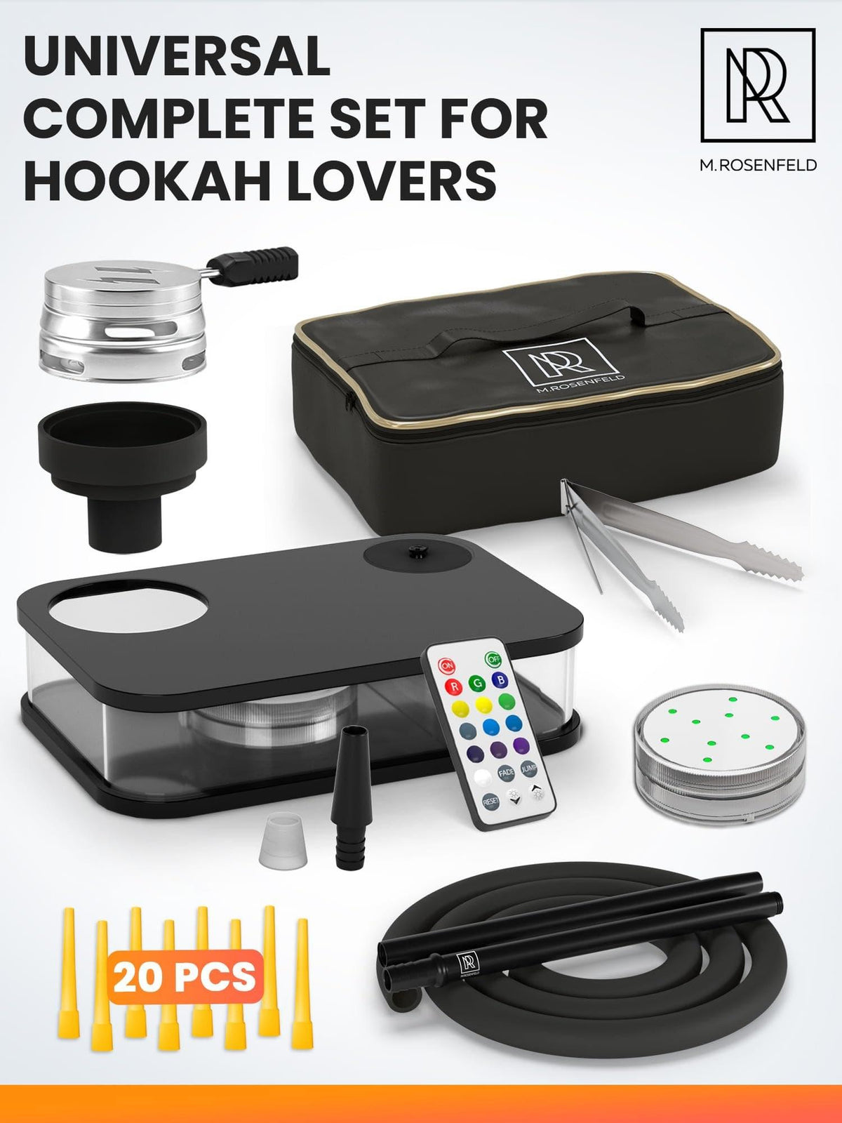 Portable Hookah Set With Everything  Black Portable Hookah Set for Travel with Flat Hookah Bag  Hookah Kit with Charcoal Holder & Coal Cover Travel Sisha Hooka Set