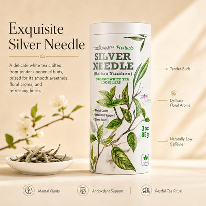 TODICAMP Premium Silver Needle Tea  3 oz of Premium White Tea Loose Leaf