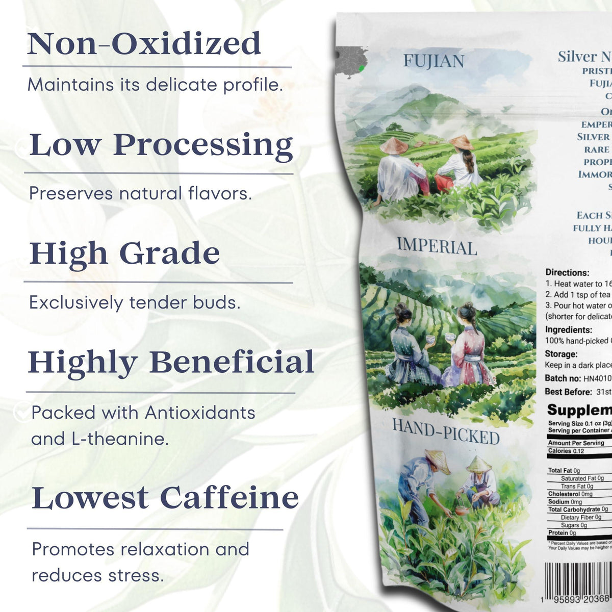 Organic Silver Needle Tea   1 lb of Premium Organic White Tea Loose Leaf