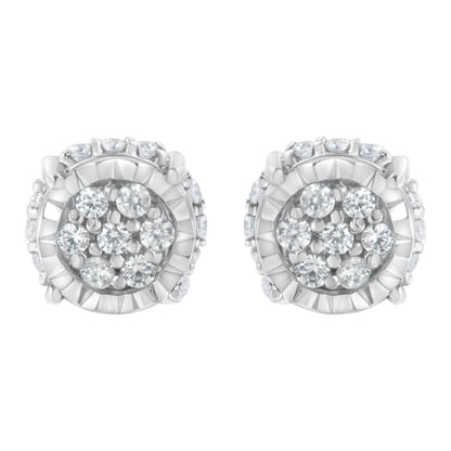.925 Sterling Silver 1/3 cttw Round-cut Diamond Floral Stud Earring (I-J Clarity, I3 Color)