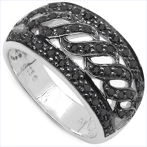 0.54 Carat Genuine Black Diamond .925 Sterling Silver Ring