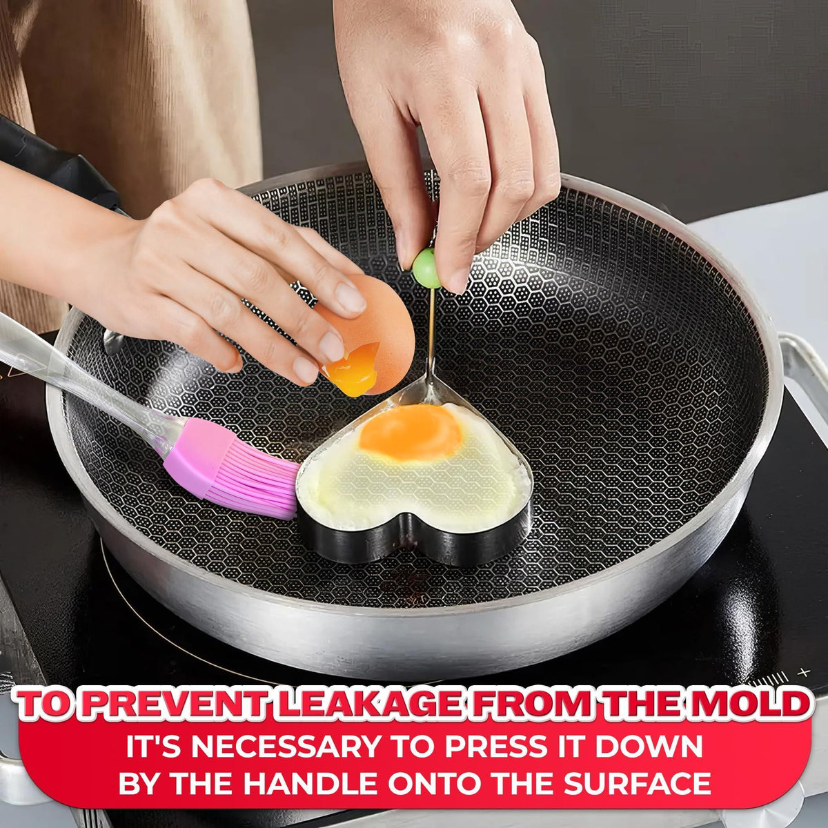 5 Pcs Pancake Mold Set – Stainless Steel Pancake Molds for Griddle with Fun Shapes Comfortable Handles and Non Slip Design – Egg Shaper for Frying Pan With Silicone Brush for Easy Use & Cleaning