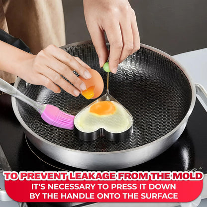 5 Pcs Pancake Mold Set – Stainless Steel Pancake Molds for Griddle with Fun Shapes Comfortable Handles and Non Slip Design – Egg Shaper for Frying Pan With Silicone Brush for Easy Use & Cleaning