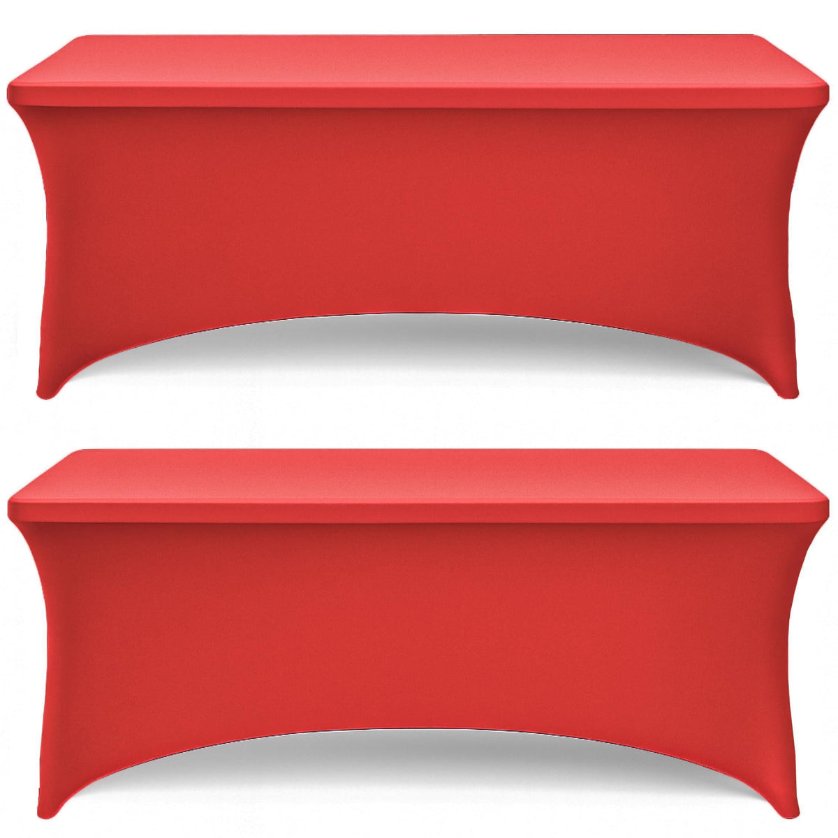 Red Spandex Table Covers 6ft 2 Pack Elegant Durable Stretchy 6ft Table Cover Fitted Wrinkle and Stain Resistant Elastic Leg Pockets