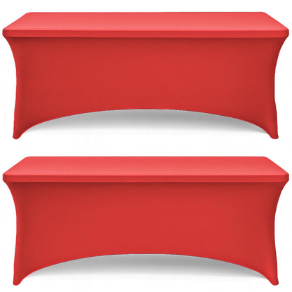 Red Spandex Table Covers 6ft 2 Pack Elegant Durable Stretchy 6ft Table Cover Fitted Wrinkle and Stain Resistant Elastic Leg Pockets