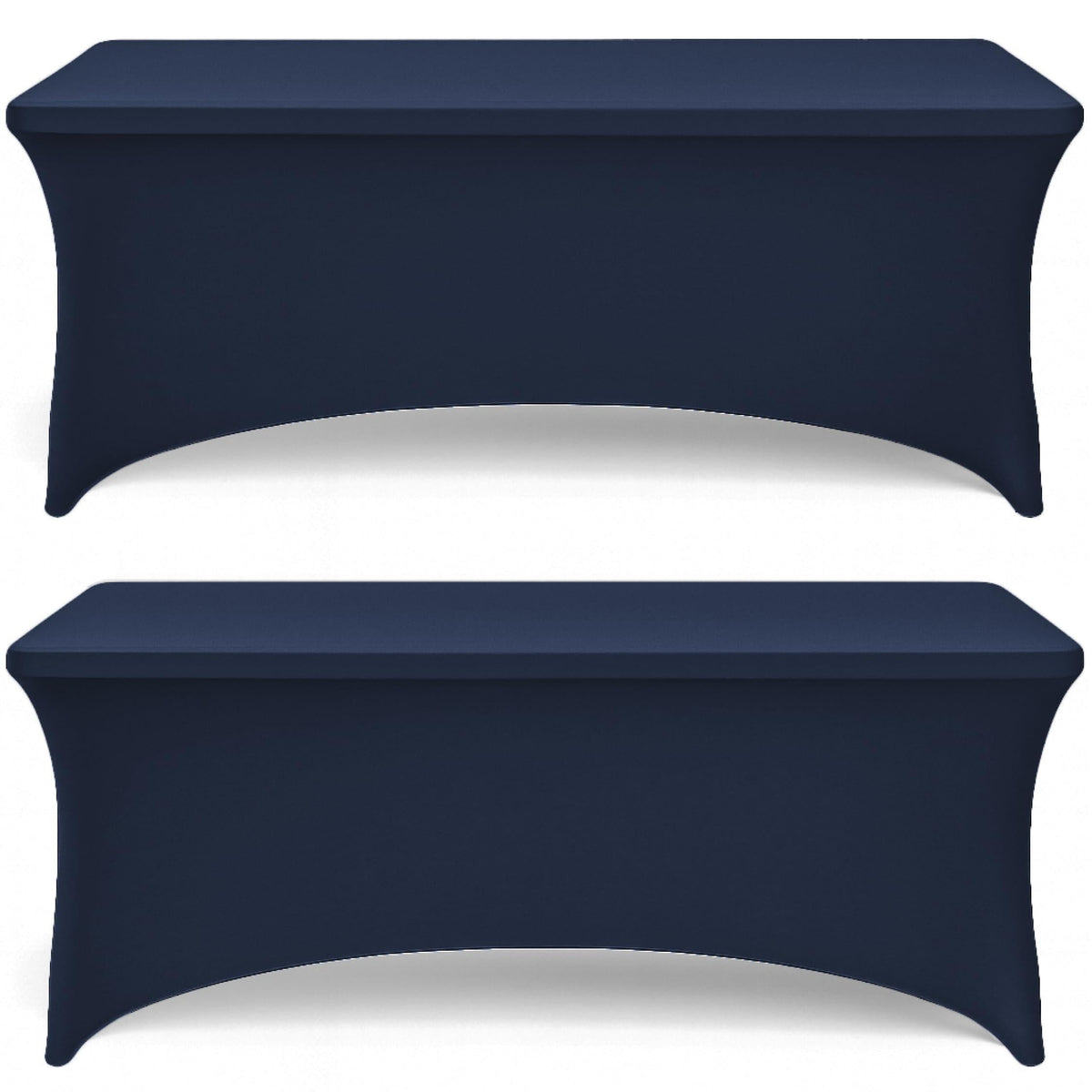 Navy Spandex Table Covers 6ft 2 Pack Elegant Durable Stretchy 6ft Table Cover Fitted Wrinkle and Stain Resistant Elastic Leg Pockets
