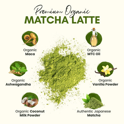 Zealthy Life   Organic Matcha Latte Pure Japanese Tea Blend with Ashwagandha & Maca Matcha Tea Powder with Natural Coconut Milk & Vanilla No Added Sugar 4.68 oz (45 Servings)