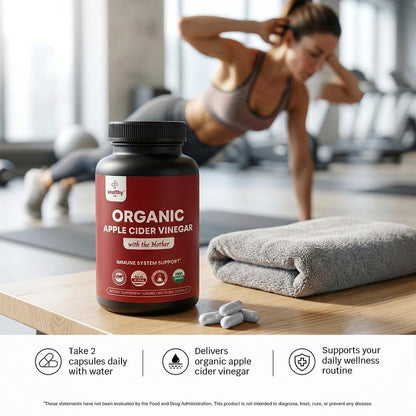 Organic Apple Cider Vinegar with The Mother – 1200mg Capsules for Optimal Wellness, GlutenFree, NonGMO, 120 Veggie Capsules – Zealthy Life