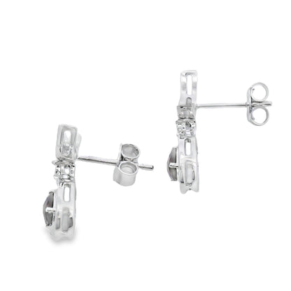 .47ct Quartz Diamond Dangle Earrings 10KT White Gold