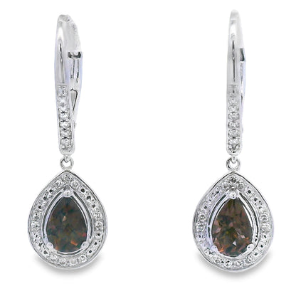 .87ct Quartz Diamond Dangle Earrings 10KT White Gold