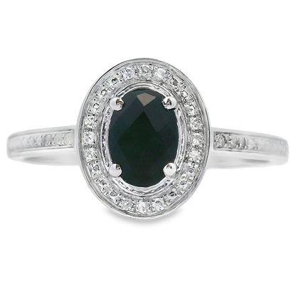 Genuine .55ct Onyx Diamond Ring 10KT White Gold