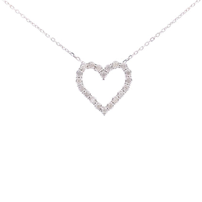 .25ct Diamond Heart Love Pendant Sterling Silver