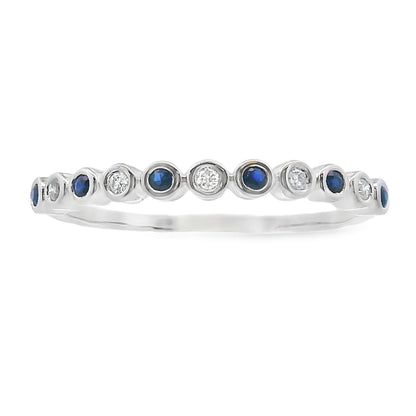 Sapphire Diamond stackable band set 14KT White Gold