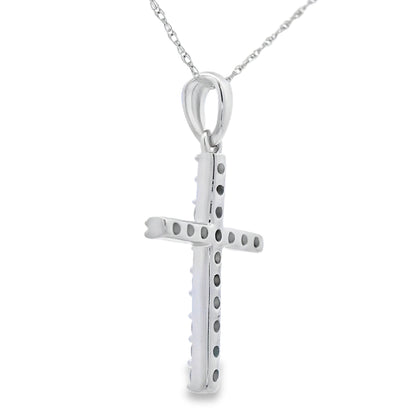 .30ct Diamond Cross Religious Pendant 14KT White Gold