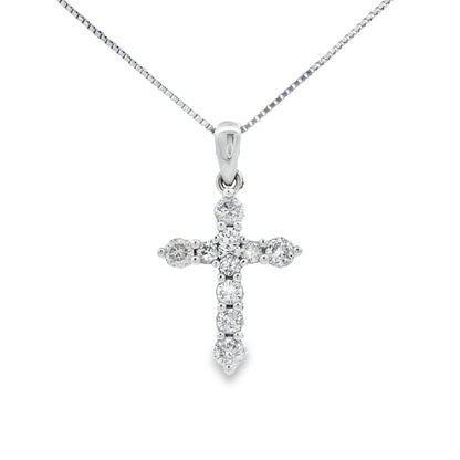 .30ct Diamond Cross Religious Pendant 14KT White Gold