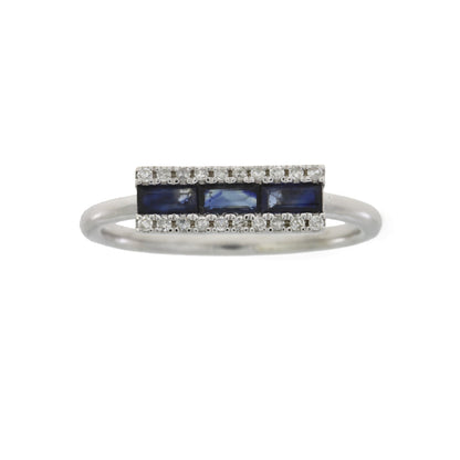 .63ct Diamond Sapphire Ring 14KT White Gold