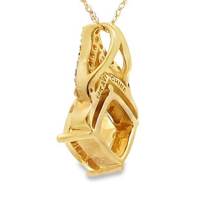 Citrine Diamond Fashion Pendants 10KT Yellow Gold