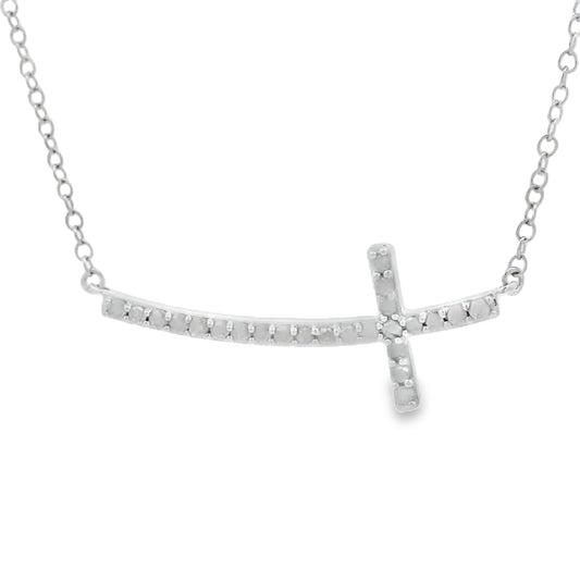 .26ct Diamond Cross Religious Pendant Sterling Silver
