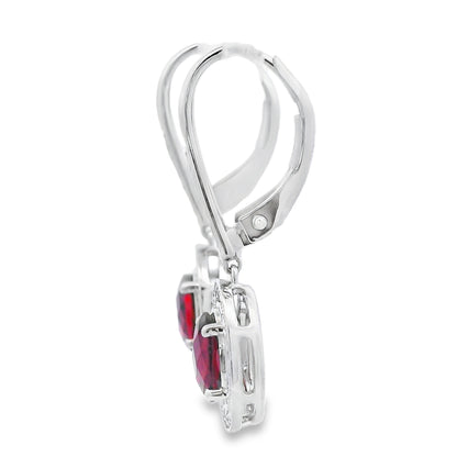 1.41ct Garnet Diamond Dangle Earrings 10KT White Gold
