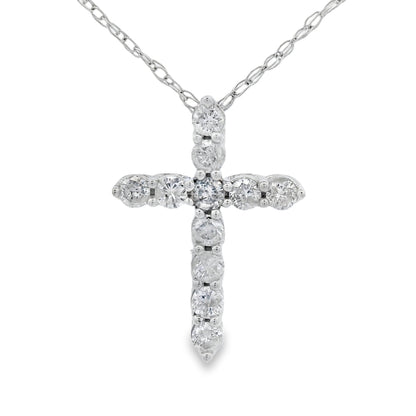 .19ct Diamond Cross Religious Pendant 14KT White Gold