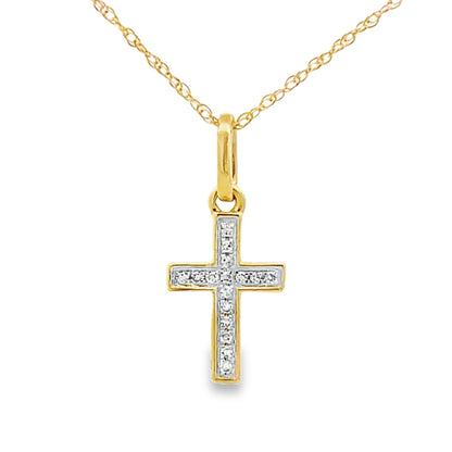.04ct Diamond Cross Religious Pendant 10KT Yellow Gold