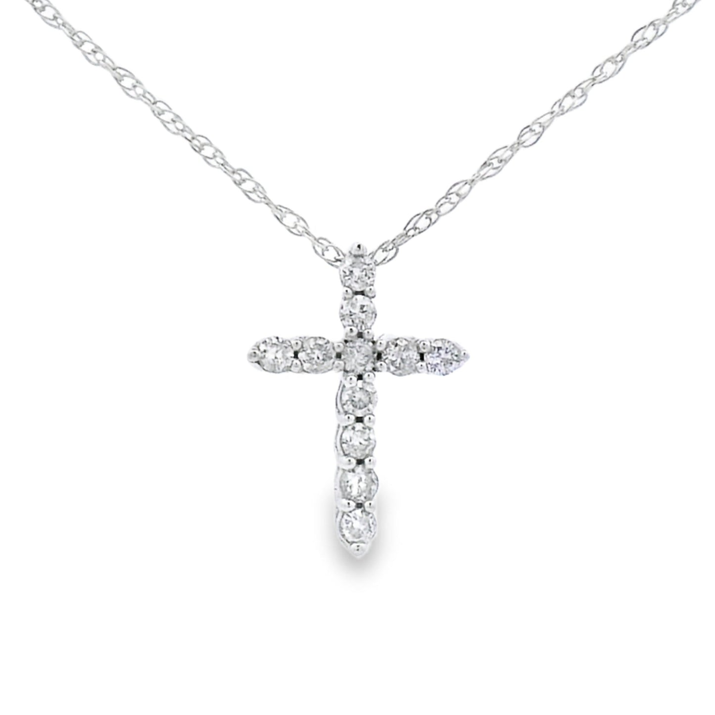 .11ct Diamond Cross Religious Pendant 14KT White Gold