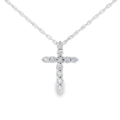.11ct Diamond Cross Religious Pendant 14KT White Gold