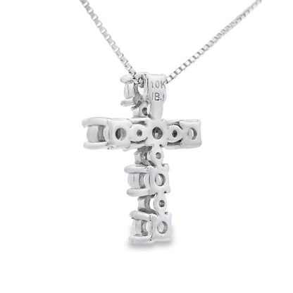 Opal Diamond Cross Religious Pendant 10KT White Gold