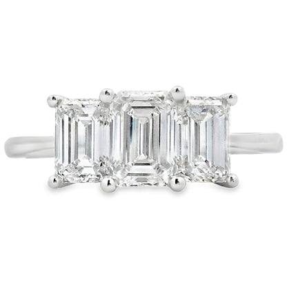 2.00ct Lab Grown Diamond 3 Stone Ring 14KT White Gold