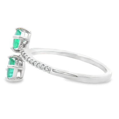 Natural .47ct Emerald Diamond Ring 14KT White Gold