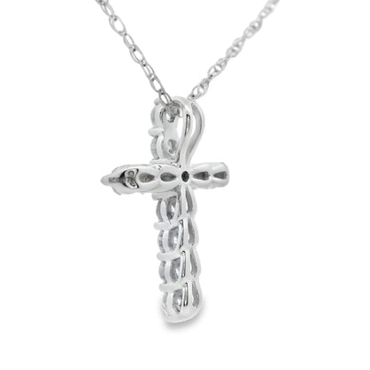 .19ct Diamond Cross Religious Pendant 14KT White Gold