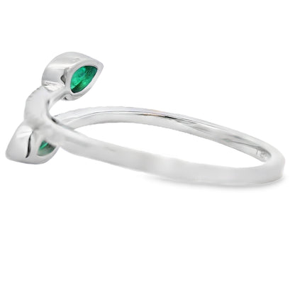 Natural .48ct Emerald Diamond Ring 14KT White Gold