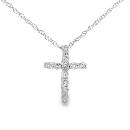 .12ct Diamond Cross Religious Pendant 10KT White Gold